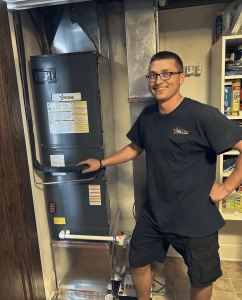 technician next to equipment