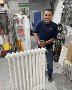 technician next to equipment
